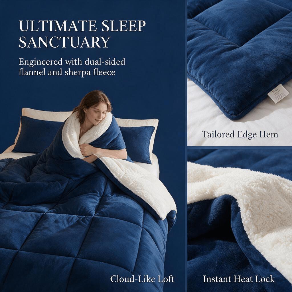 TEMU 1pc Reversible Comforter Insert, Thick Milk Velvet Dual-sided Winter Quilt, Layered Thermal Insulation, Non-shift Quilt Stitches, Anti-pilling