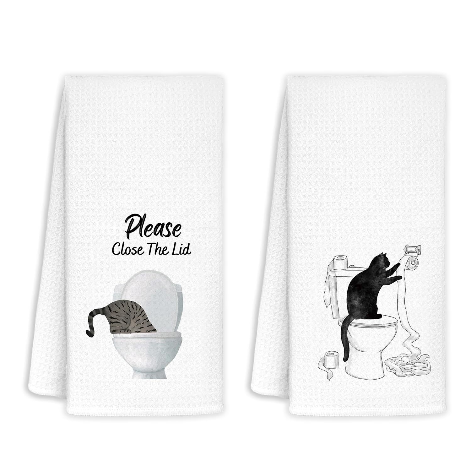 

-themed Hand Towel Set, 2pcs - Decor, Ideal Gift For Cat Lovers, Soft Polyester, Machine Washable, 18x26 Inches