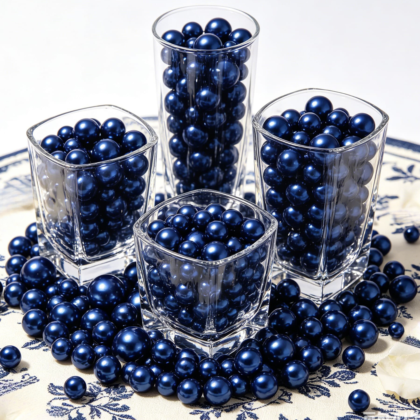 TEMU 474 pz, Perle Artificiali Blu Navy Lucido per Accessori Decorativi per Matrimoni, Centrotavola, Riempitivi per Vasi, Decorazioni per la Casa,