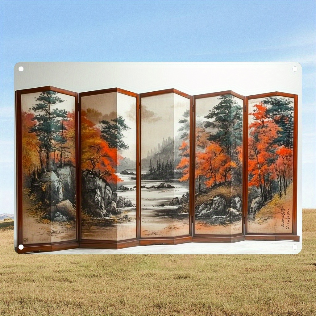 

Elegant 3d Wooden Folding Screen - Traditional Japanese Art, Natural Materials, , Office Or Classroom Decor, , 11.8x11.8 Inches, Ideal For Home Decor