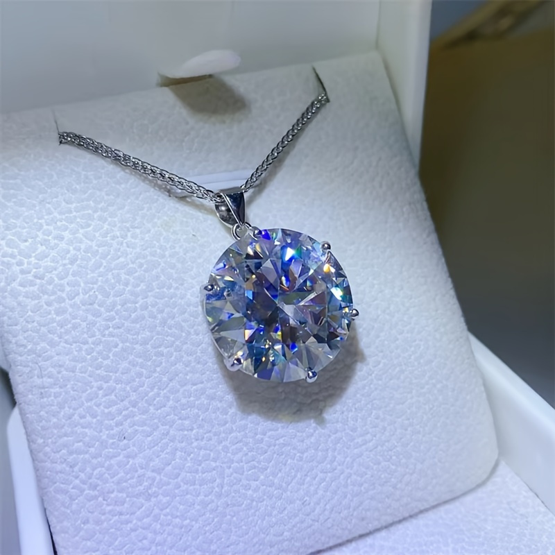 Women's Elegant 20CT Pendant Necklace in 925 Sterling Silver, Everyday Wear