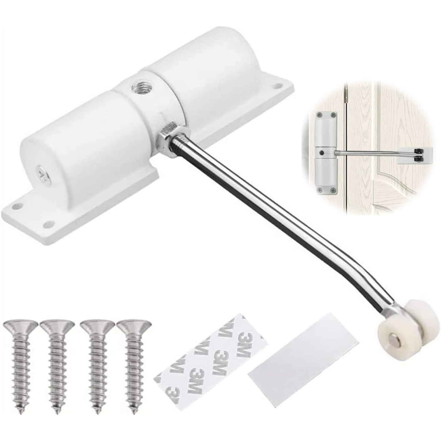 

1pc Polished Metal Automatic Door Closer, Touch & Remote Control, Adjustable Spring Door Catch With Installation Kit For Home, Office, Bedroom - Zinc Alloy Metal