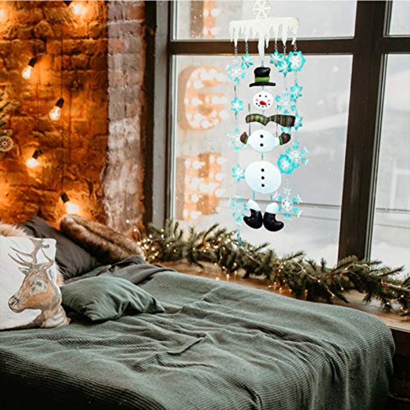 handmade large christmas snowman wind chime metal snowflake - Temu
