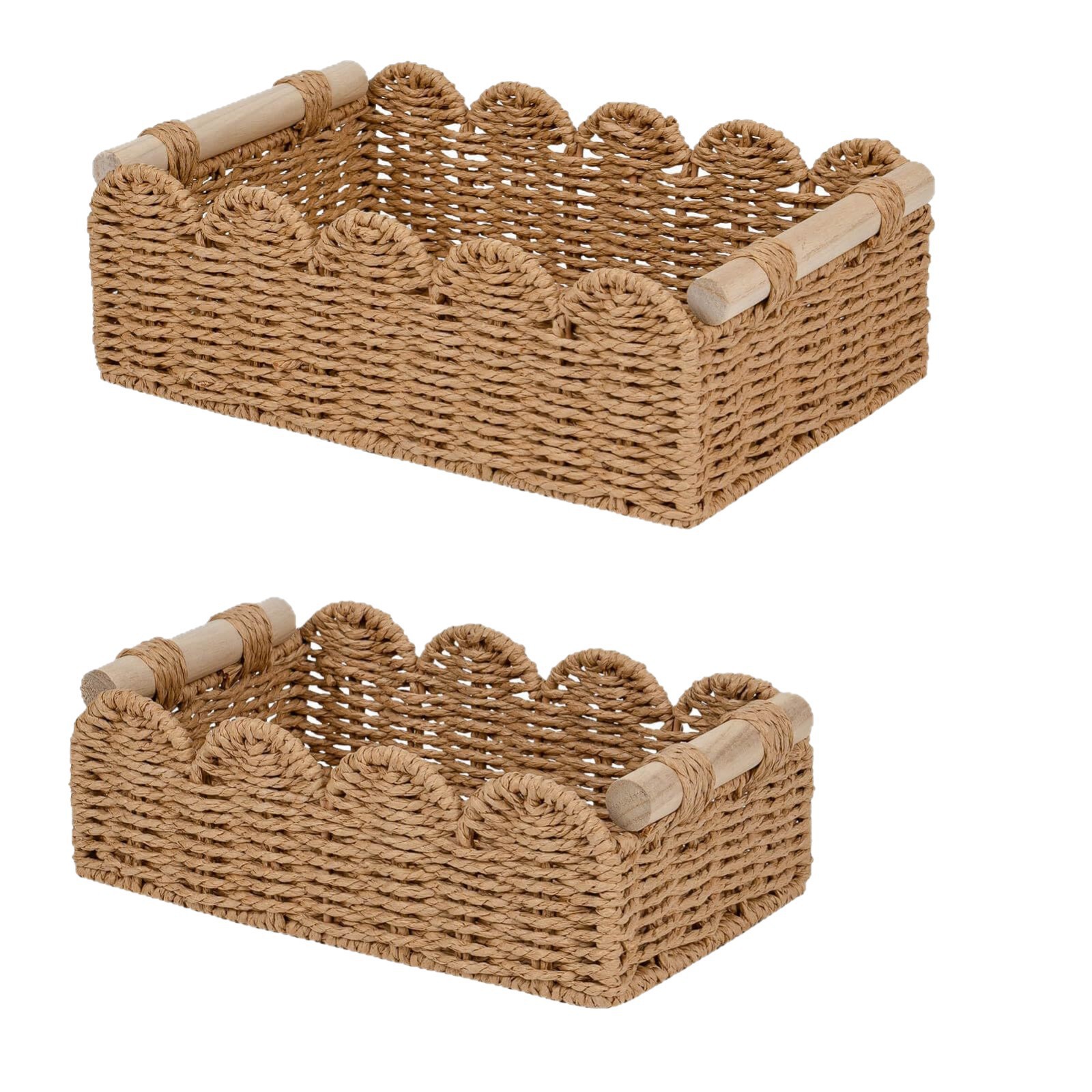 TEMU Panier de rangement de salle de bain tissé à , 1/2 pièces, pour , panier de rangement pour rouleaux de papier de chasse d'eau avec deux poignées