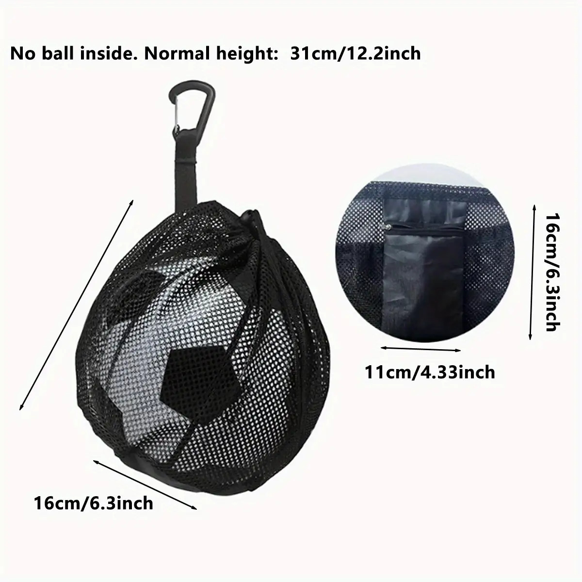 E-shop Schwarze tragbare -Netztasche Volleyball-Tasche Fußball-Tasche Zugband-Netztasche für Reisen Training, geeignet für Sneaker, -Tasche, 1 Stück