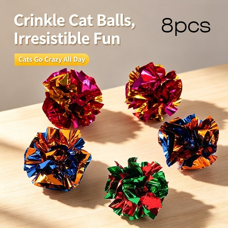 8-pack Colored Cat Rattle Balls, Lightweight Bite-resistant Toys, Suitable For Kitten And Adult Cat Interactive Play, Cat Boredom Relief Tool, Without Battery