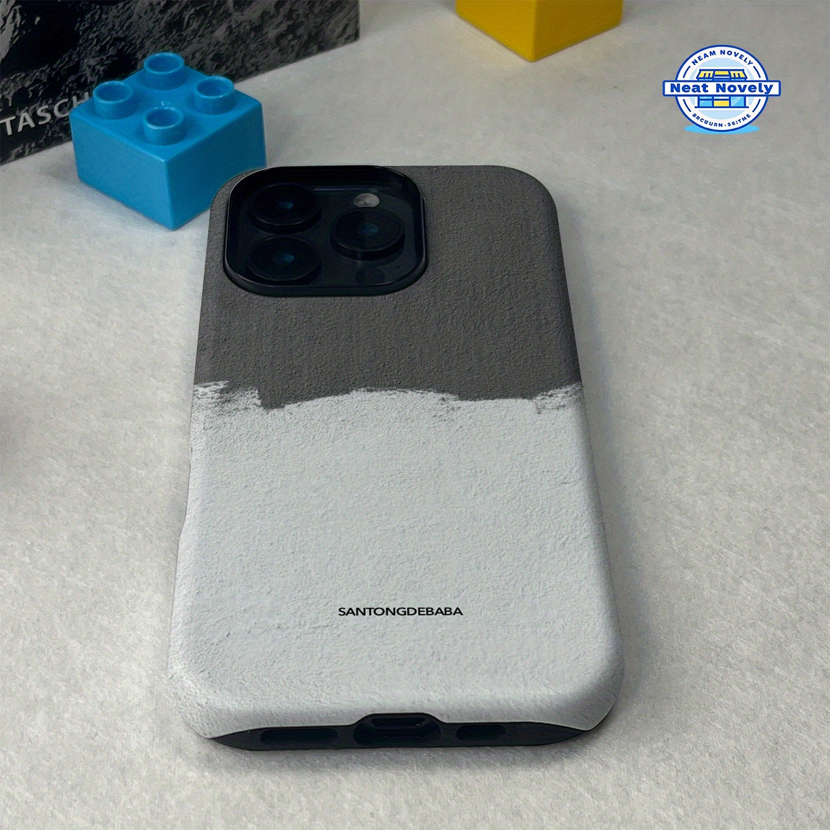 TEMU Phone Case: Gray And White Wall Painting Style And 2 Colors From -one Magnetic Metal Anti-fall Mobile Phone Case, Aviation Metal Construction,
