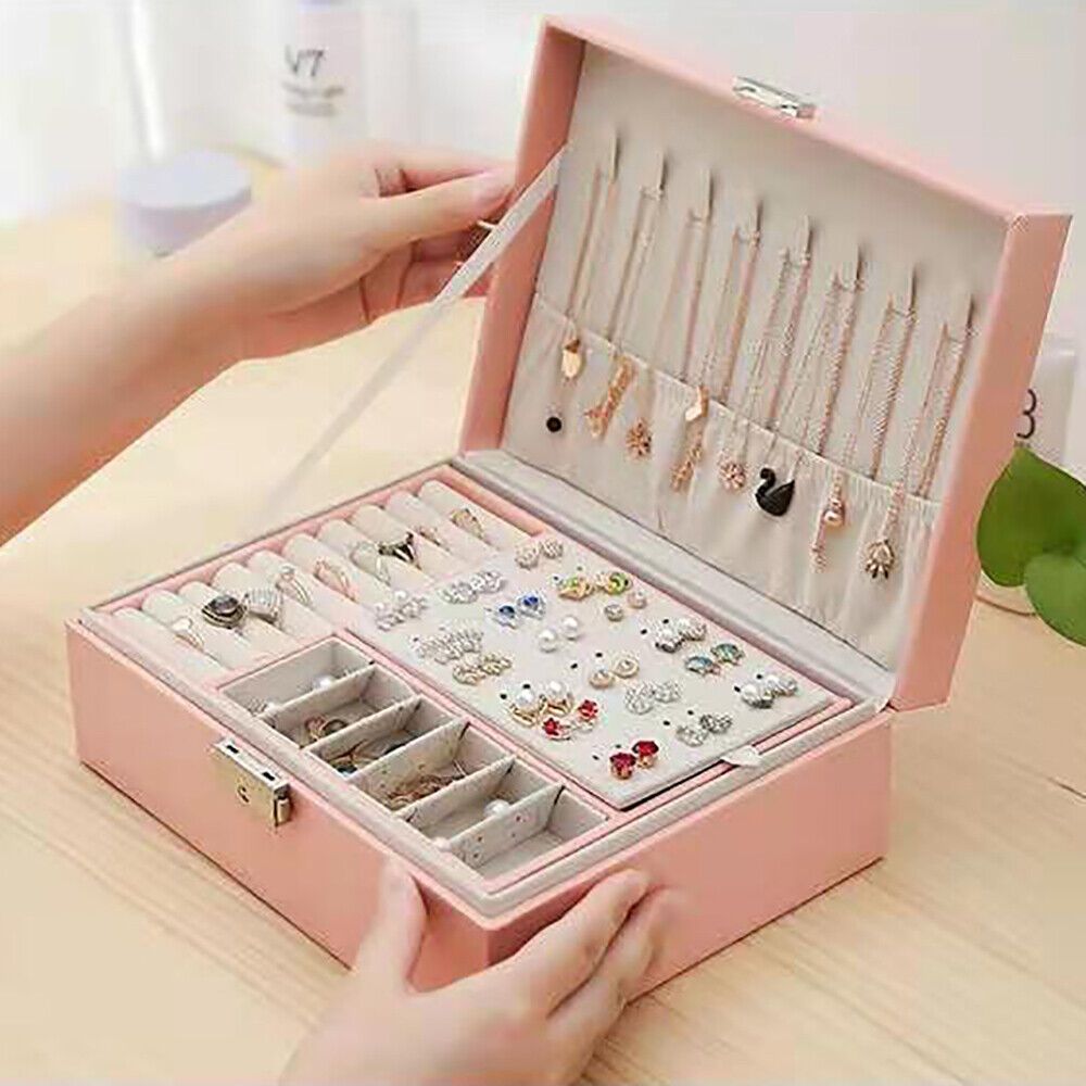 TEMU Jewelry Box Organizer Storage Case Jewelry Box For Women Girl Wife Pu Leather Jewelry Organizer Storage Case Women Gift For Necklaces Rings Earrings, Jewelry Boxes