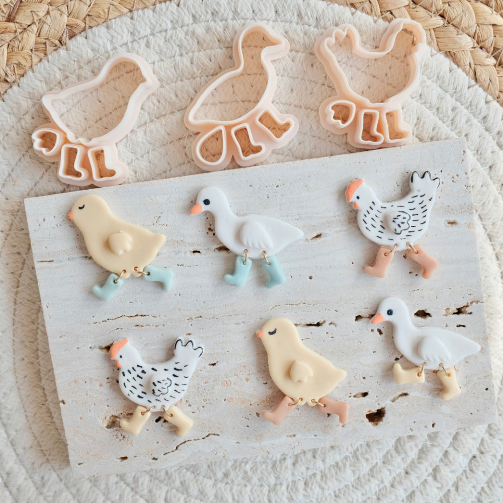 

Chick Duck Rooster Shape Polymer Clay Cutters Cute Soft Pottery Clay Mold Diy Earrings Necklace Jewelry Cutting Pottery Tools