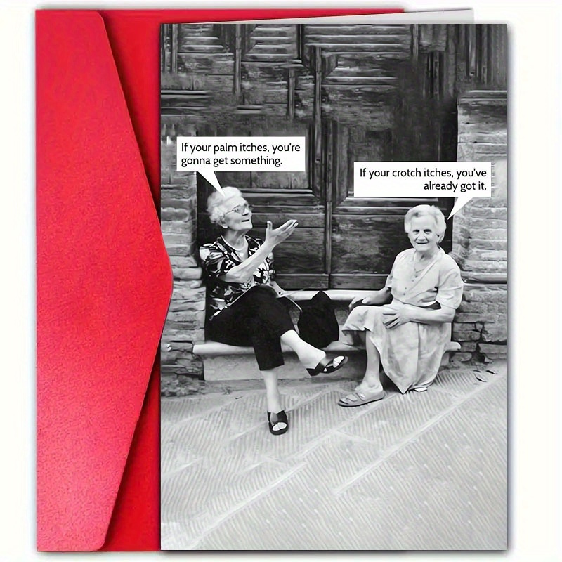 TEMU Set Of 4 Items (2 Envelopes And 2 Greeting Cards) Featuring Birthday Themes, Measuring 4.72 Inches By 7.09 Inches, With Humorous Palm And Cane