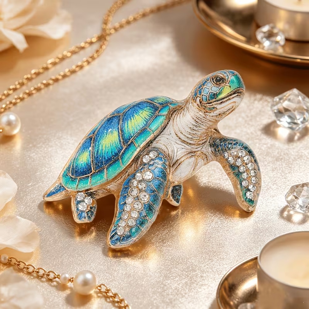 Baroque Elegant Gradient Enamel Turtle Brooch, Gift