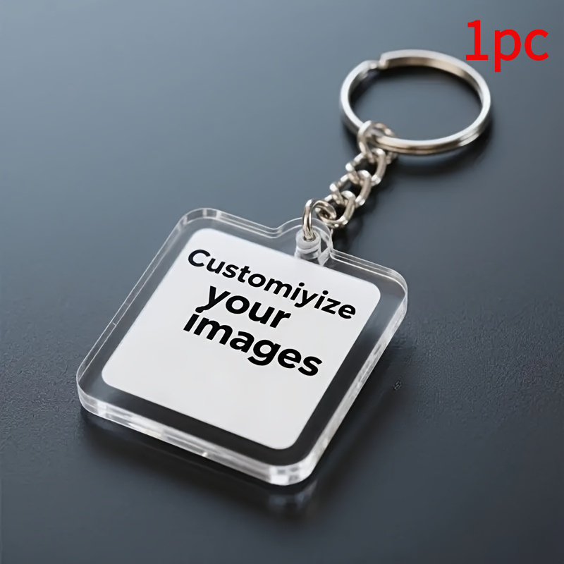 TEMU 2d Flat, 2d Custom Keychain, Custom Acrylic Square Keychain, Self- Logo Plaque, Couple Photos, Family Photos, Pet Photos, And Patterned Photos,