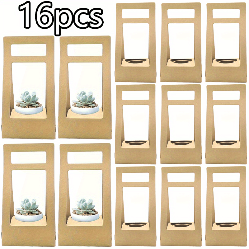 16pcs Elegant Brown Floral Gift Boxes - Foldable Paper Succulent Planter Boxes for Weddings, Events, and Special Occasions,   Gifts and Decorations, Gift Boxes for Gifts, Event Decorations, Decorative Boxes, Sturdy Construction,  