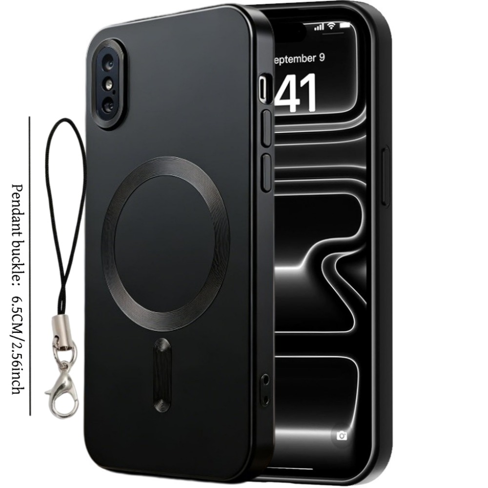 TEMU Phone Case - 1pc Phone Case And 1pc Pendant Hook, Magnetic Wireless Charging Case, Compatible With Iphone Xs Xr, Hanging Hook For Favorite Items