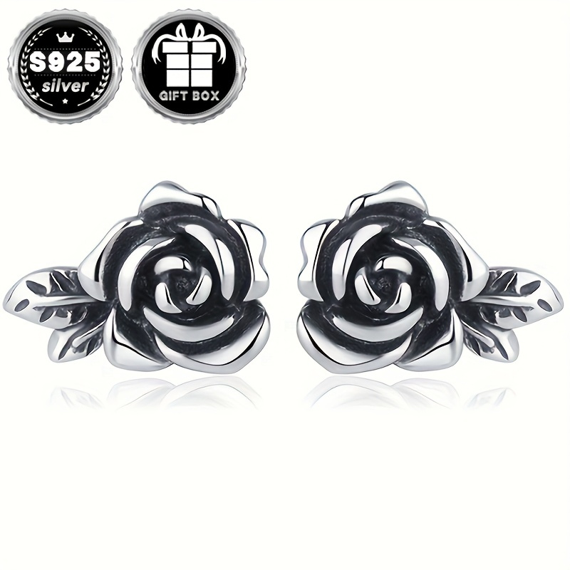 

A Pair Of 925 Sterling Silver Earrings, 2.74g, No Allergic Reaction Gothic Style, Suitable For Halloween Party, Women' Jewelry, With Gift Box