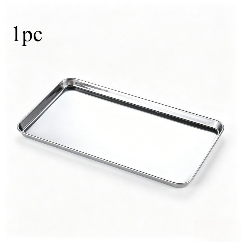 TEMU 1pc/3pcs, Stainless Steel Rectangular Trays, Suitable For Kitchen, Restaurant, Barbecue, Baking, Food Preparation And Storage Trays