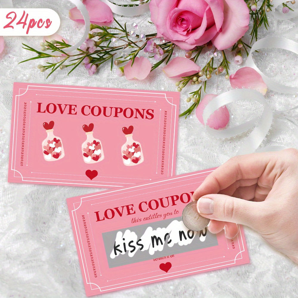 

24pcs, Diy Scratch Card, Surprise Card, Raffle Card, Pink Scratch Card, Couple Gift Card, Birthday Gift Card, Diy Small Card, Wedding Party Decoration, Diy - Scratch - Game Card, Party Game Prize