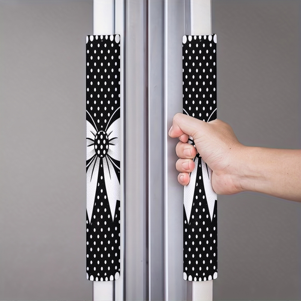TEMU 2pcs 2d Flat Refrigerator Door Handle Covers With & Polka Bow Suitable For Fridge, Dishwasher, Microwave, - Appliance Handle Protectors,