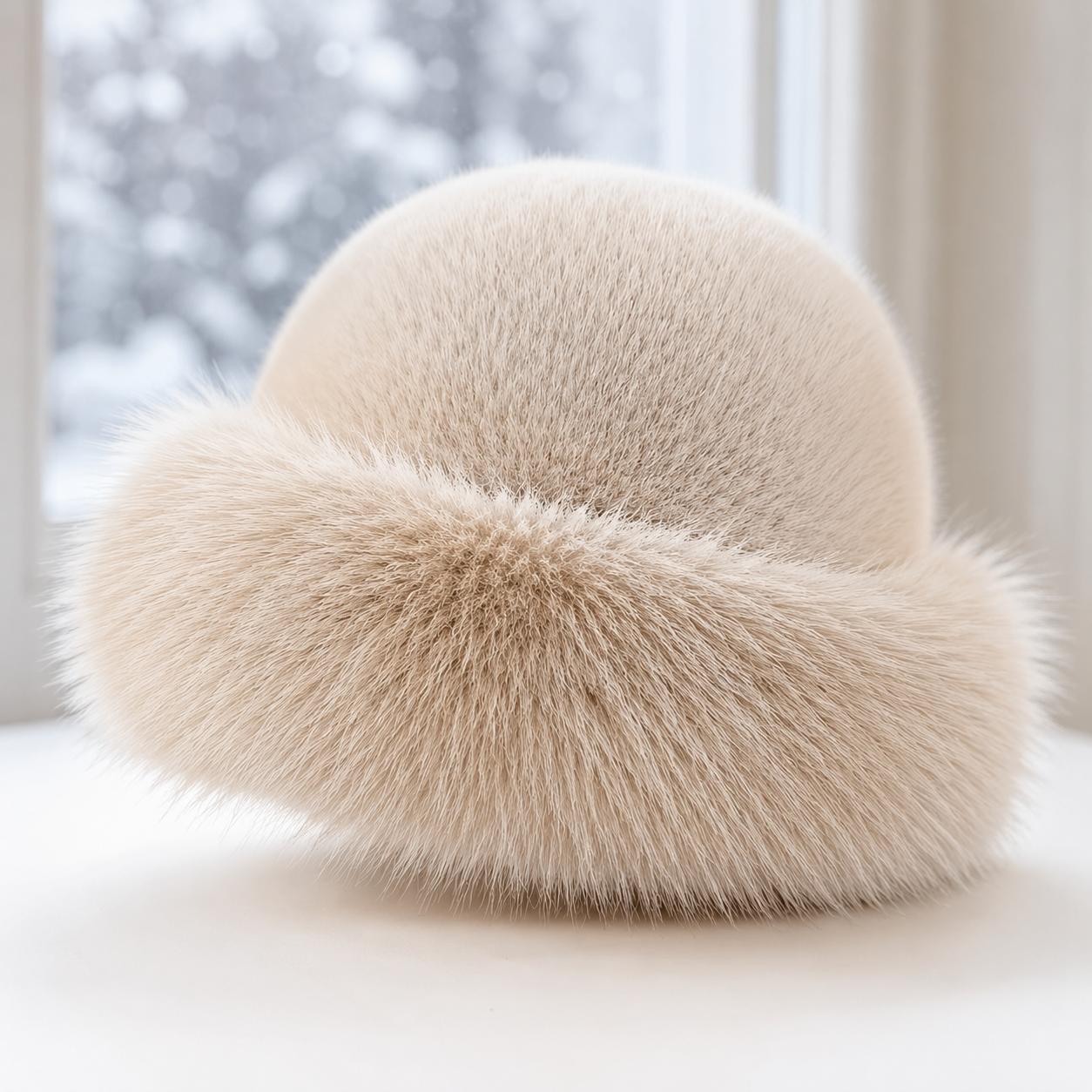 TEMU Women's Winter Plush Hat Warm Versatile Round Top Wide Brim Hat - Autumn Winter Thickened Plush Bucket Hat For Women, Warm Fashionable Hat - Hat