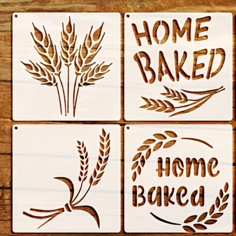 TEMU 4pcs Set Of Household Stencils, 14.99x14.99cm Reusable Painting Templates For Diy Art And Home Decor