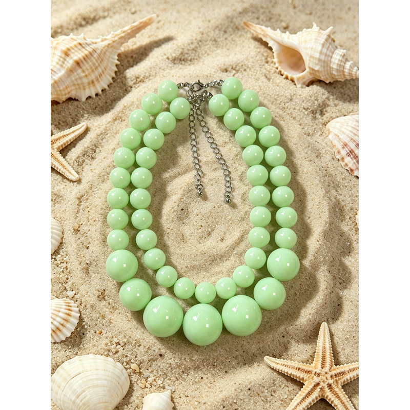 2pc Bohemian Acrylic Round Geometric Necklace Set, Summer