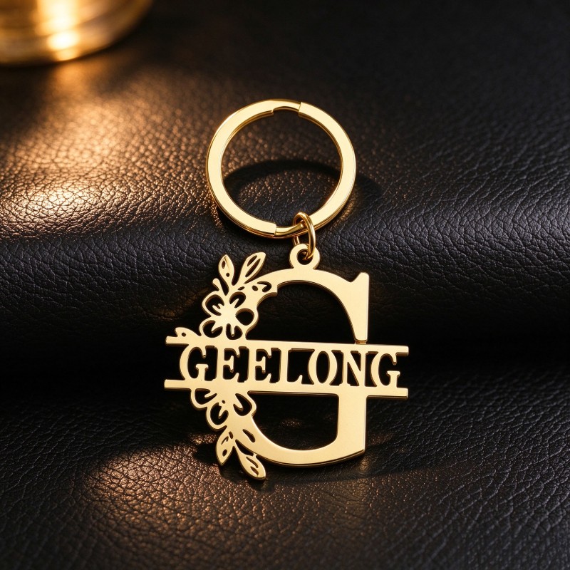 TEMU Portachiavi con "G" a fiori e auto-definito, ciondolo inciso traforato, il tuo testo personalizzato esclusivo, un regalo per e famiglia