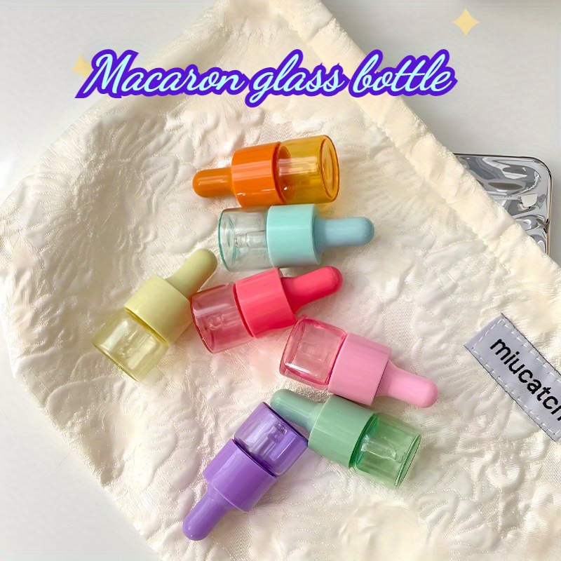 7 Color Macaron Glass Essential Oil Bottles - Reusable Dropper Bottle Set - 0.17oz Bottle - Aroma Dispenser Container - Reusable Makeup Dispenser Bottle
