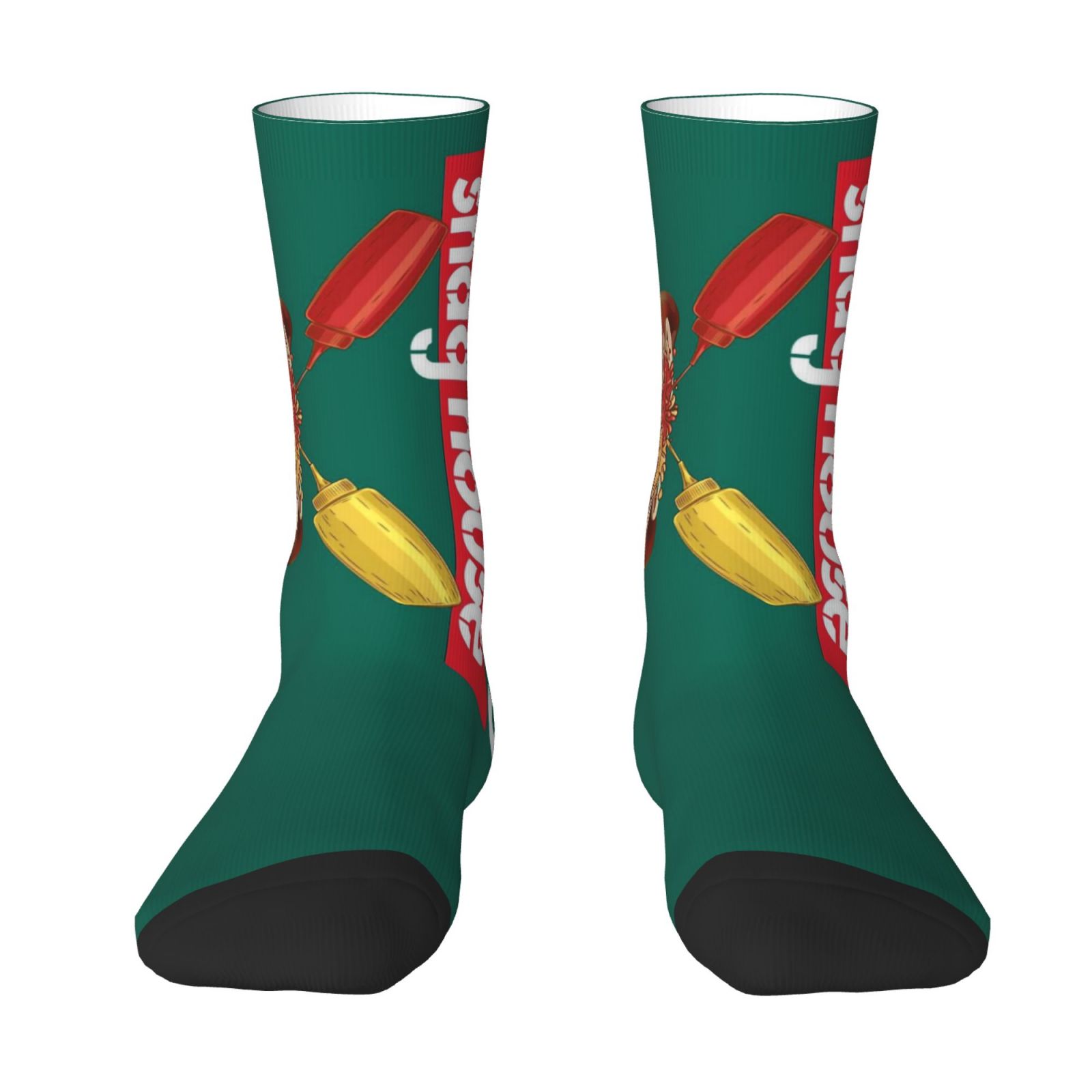 TEMU 1 Pair Of Novelty Printed Gift Socks For Men/women, With A Fun Green "bunnings Hot Dog Sound" , Suitable For , Unique Themed Design, Durable