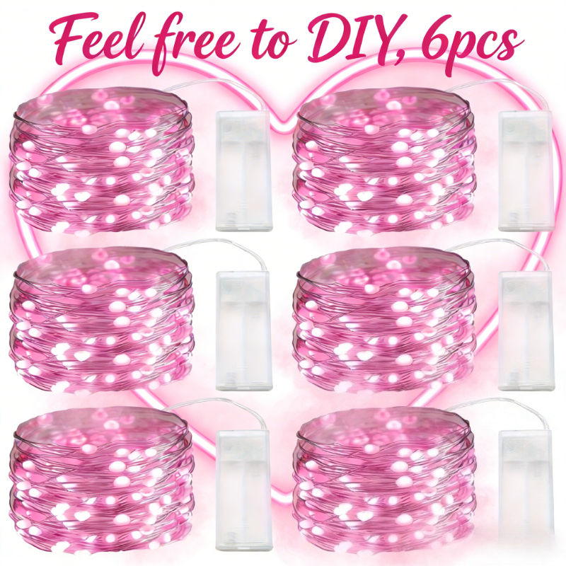 E-shop Valentinstag Must-Have 4/ Rosa LED Glühwürmchen Sternen Lichterkette - 3,05 Meter, Batteriebetriebene Mini Lichterkette, Warmes Licht Effekt