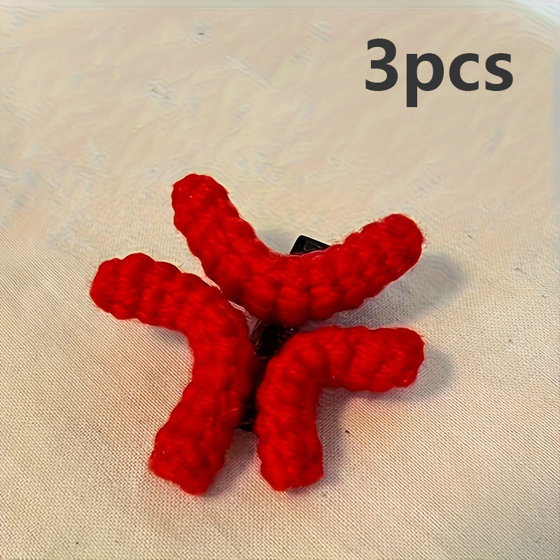 1/3pcs Plush Hair Clips - Cute Flower Duckbill Clips With Red Bows, Soft Flannel Hair Accessories For Women, Easter Gift, Daily Use, Secure Hold For Fine Hair, Wig, Design, Durable Hair Clips