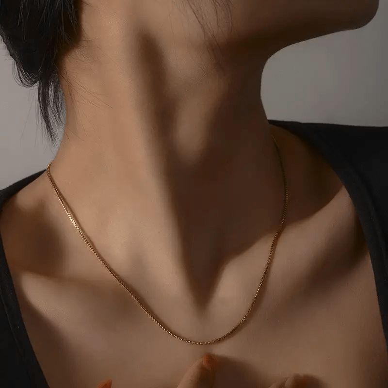 Classic Thin Box Chain Necklace 2mm 316L Stainless Steel Women's Accessory