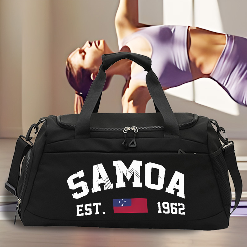 TEMU 1pc Samoa In 1962, This Spacious Gym Bag Features A Retro Design, Making It Travel. It Serves As A Crossbody Bag For Outdoor Activities And Is