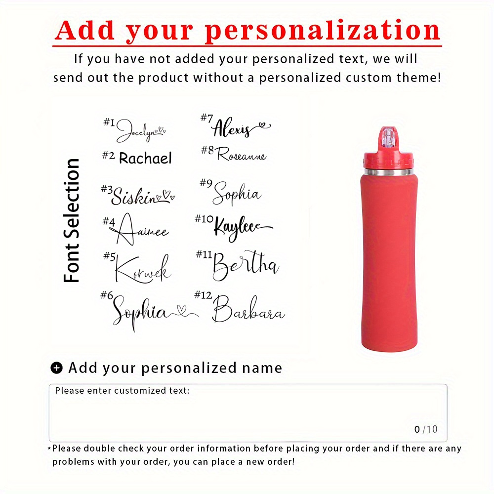 TEMU [customized] Personalized Stainless Steel Hot Drink Bottles, Custom Engraved Name Water Bottles, Sports Water Bottles, Outdoor Portable Water