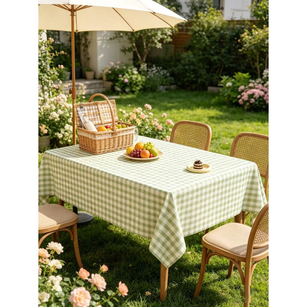 TEMU 1 pieza de mantel de estilo pastoral con un a cuadros verde y , adecuado para fiestas en el jardín, picnics al y comidas . Fácil de limpiar,