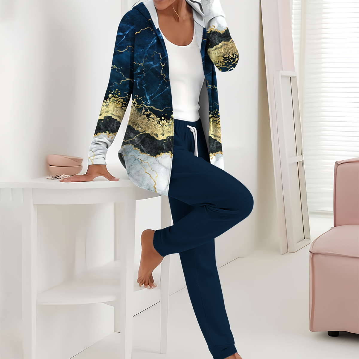 

European And Hooded Long Sleeve Women's Suit