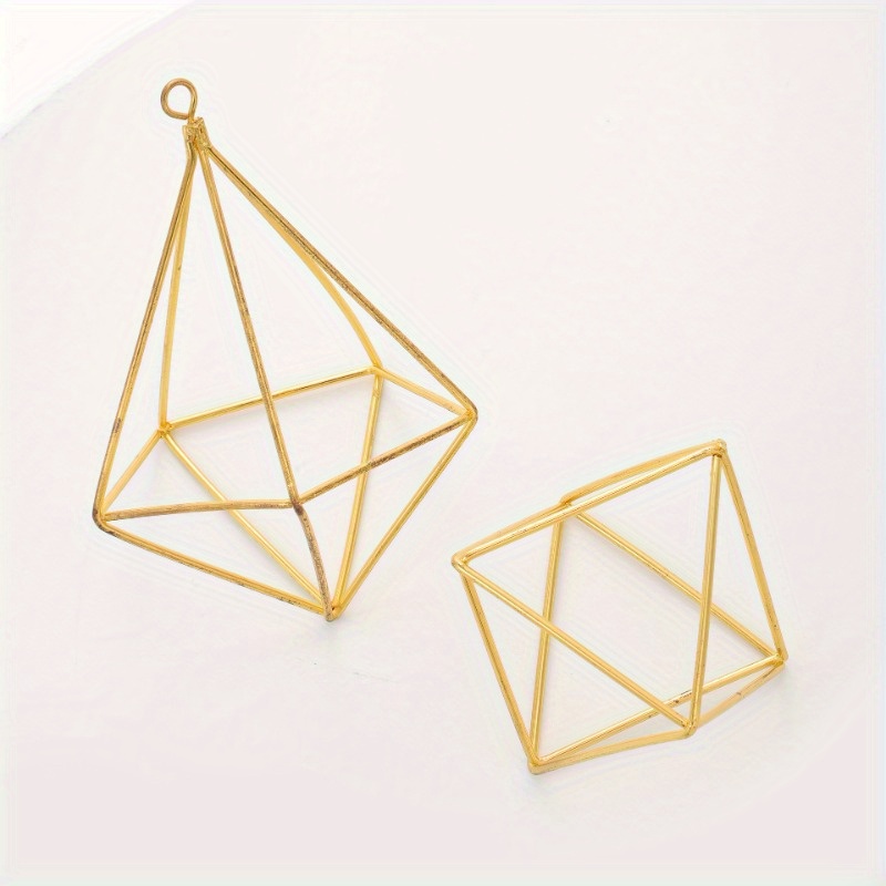 2pcs Art Deco Geometric Metal Hanging Planter | Multipurpose Open Top Shelf Baskets For Air Plants And Succulents | Decorative Shelf, Art , Open Structure, Plants Decor
