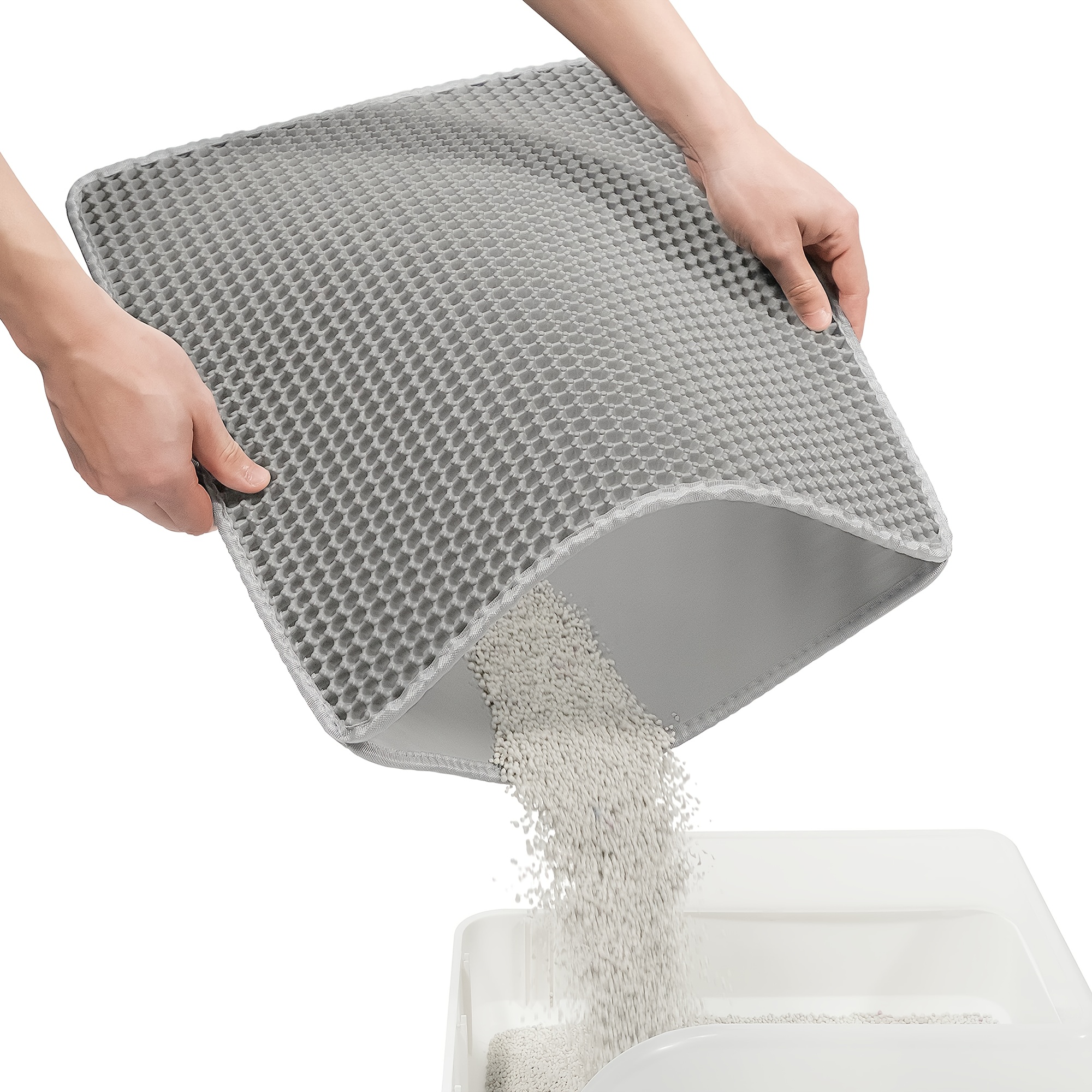oversized cat litter mat with honeycomb double layer capture system washable   in   sizes to control odor stain resistant compatible with all cats and types of cat litter thickness 1 2cm Product details 5