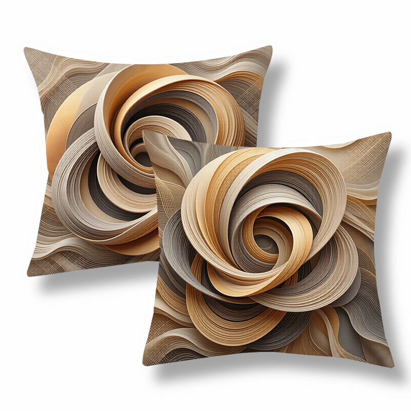 TEMU 2pcs Modern Throw Pillow Covers Neutral Abstract Swirl Cushion Cases Suitable For Sofa Bed Couch, Zipper Closure Machine Washable Decorative