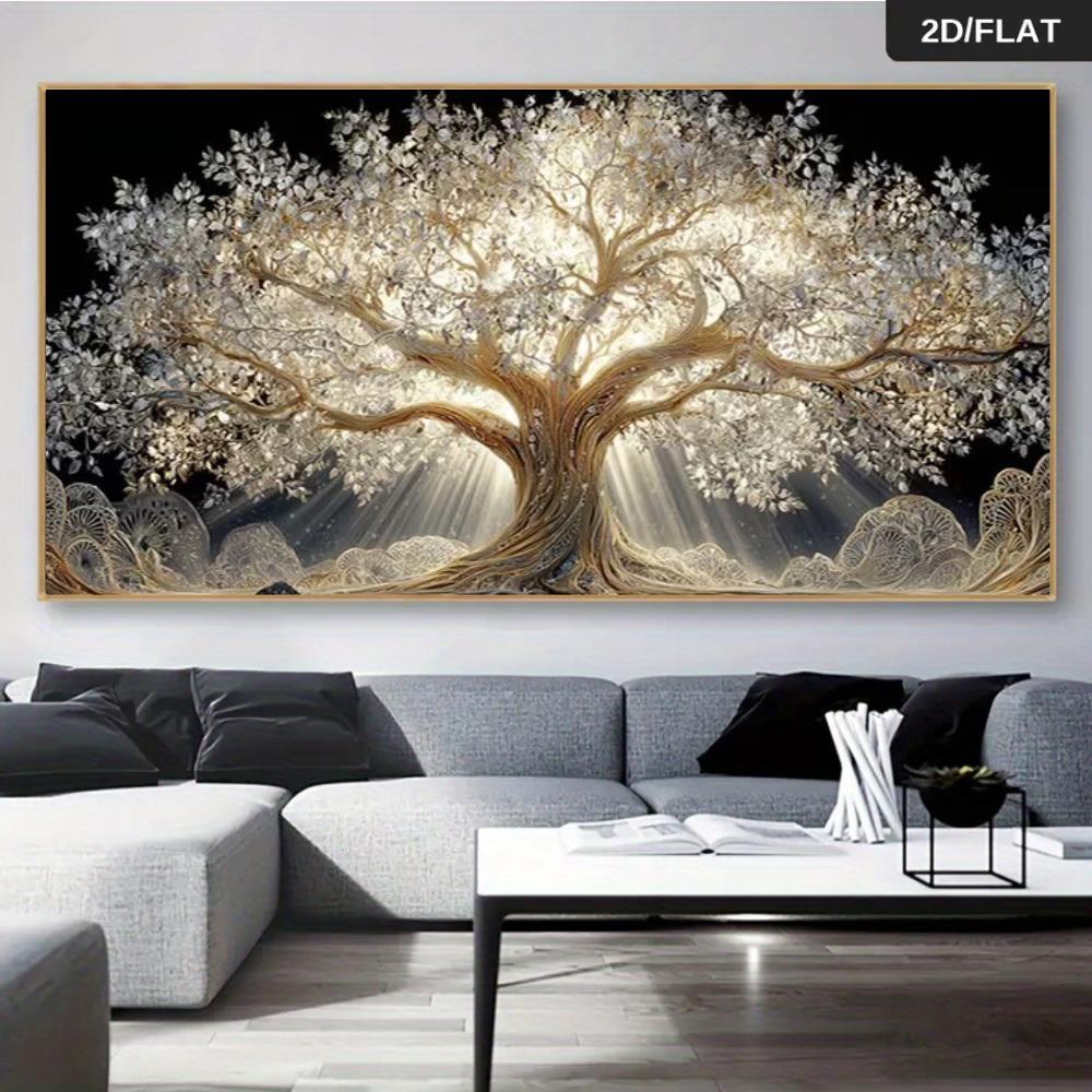 2d flat 2d flat 2d flat 1pc large size frameless modern abstract tree of life canvas painting snow covered tree of life poster modern minimalist style art print realistic   natural inspiration home decor