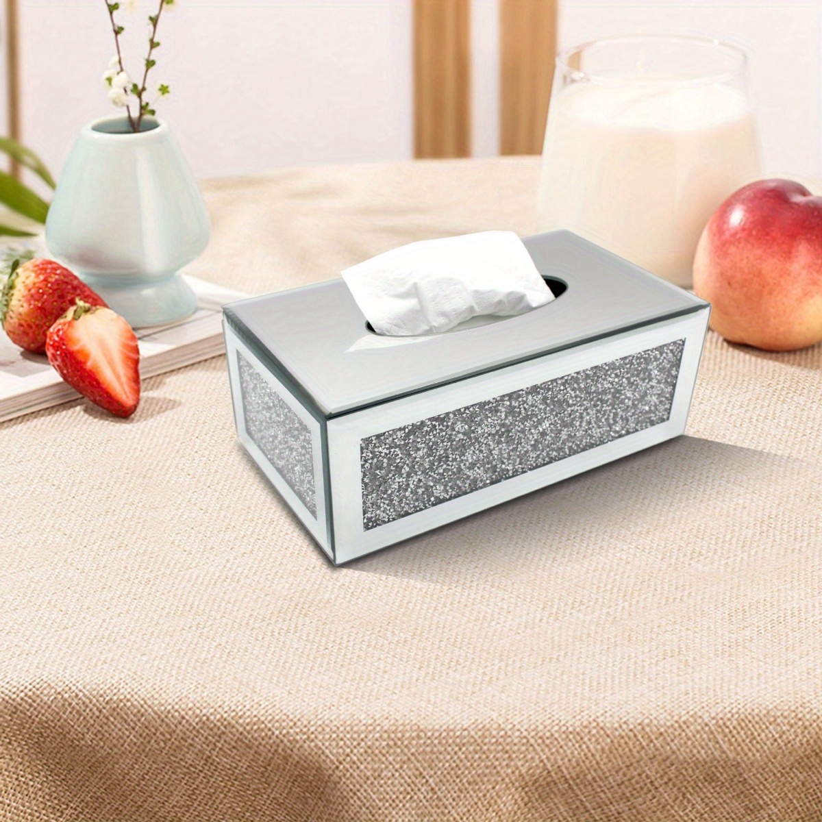 E-shop Luxus-Glas-Taschentuchbox - Geometrisches Diamantmuster Quadratisches Design, Polierte Moderne Dekoration für Wohnzimmer, Schlafzimmer,
