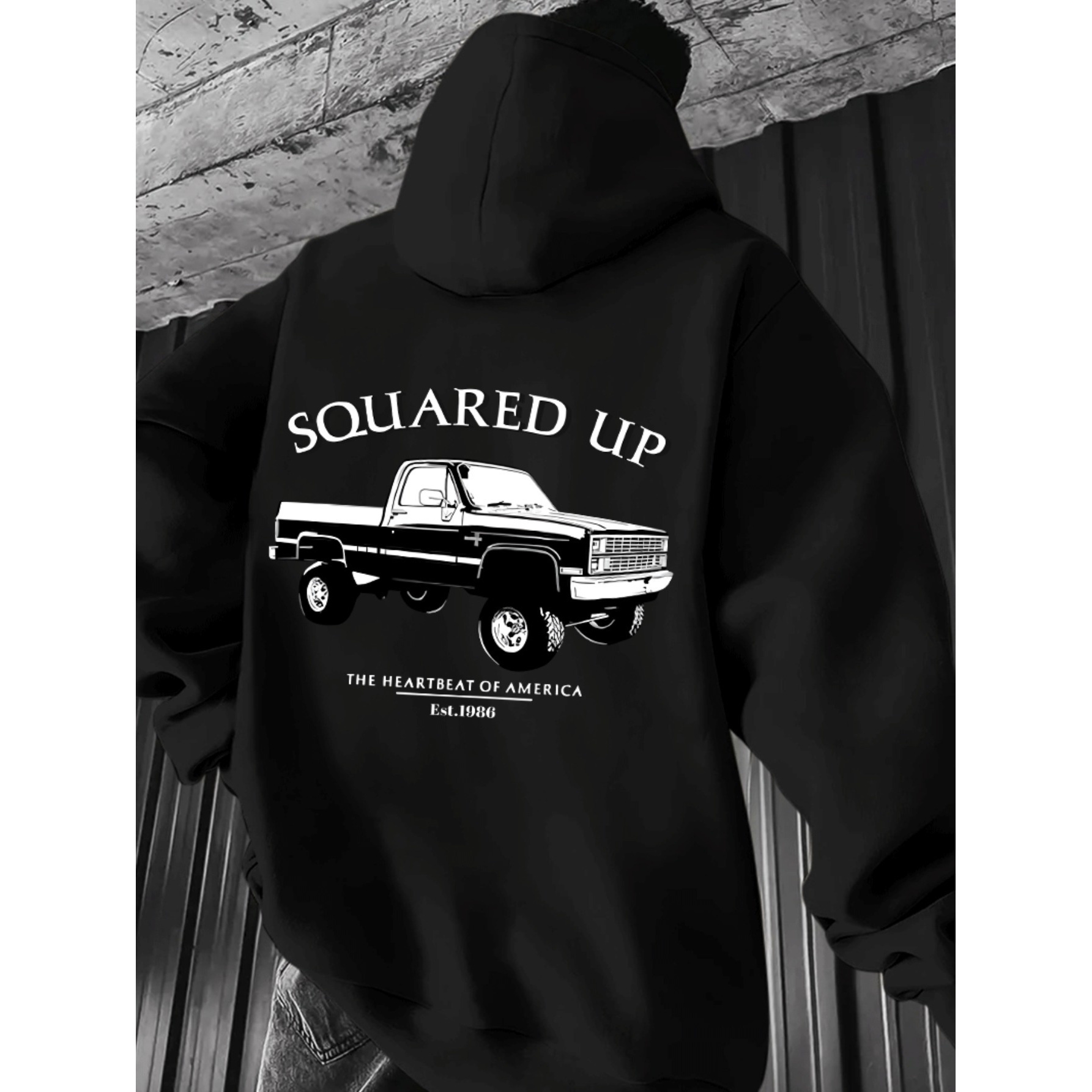 

Men's " Up" Graphic Hoodie - Cozy Polyester Long Sleeve Sweatshirt With Front Pocket, Casual Knit Hooded Top For Fall/winter