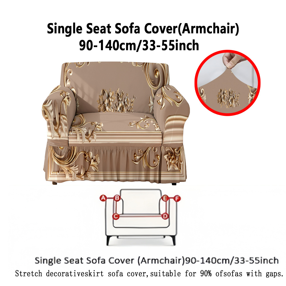 TEMU 1pc Skirt Hem Sofa Cover, 2d Flat Texture Pattern Print, Skirt Hem Style For A , 1pc Installation, Skirt For , Modern Light Luxury, For Bedroom,