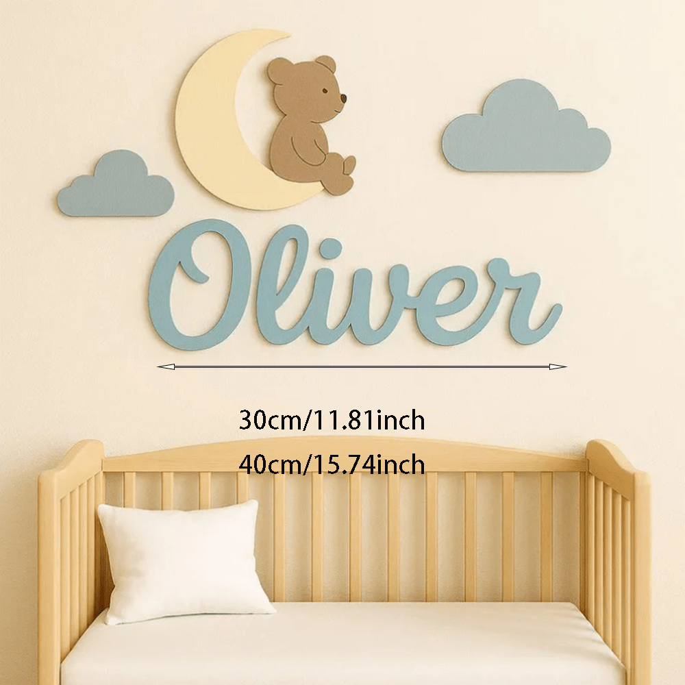 TEMU Plaque Murale Personnalisée avec Nom/ - Panneau en Bois Artificiel avec Vos Lettres, à Suspendre Horizontalement, Convient pour la Décoration de
