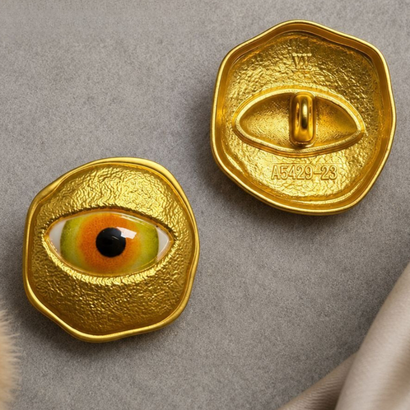 TEMU 3pcs Eye-shaped Buttons, Abstract Shaped Decorative Accessory Buttons For Coats And Large Clothing, Metal Buttons With A Fashionable, , And