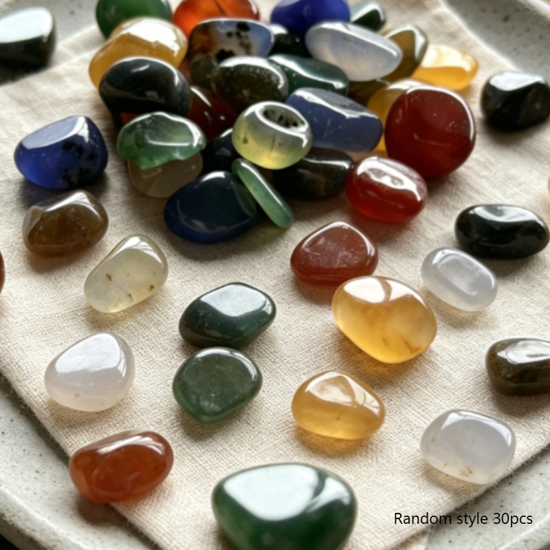 TEMU Random 30pcs Assorted Natural Gemstones, Including Eye, Amethyst, Citrine, Aquamarine, Etc. Suitable For Home Decor, Interior Decoration, Gift-,