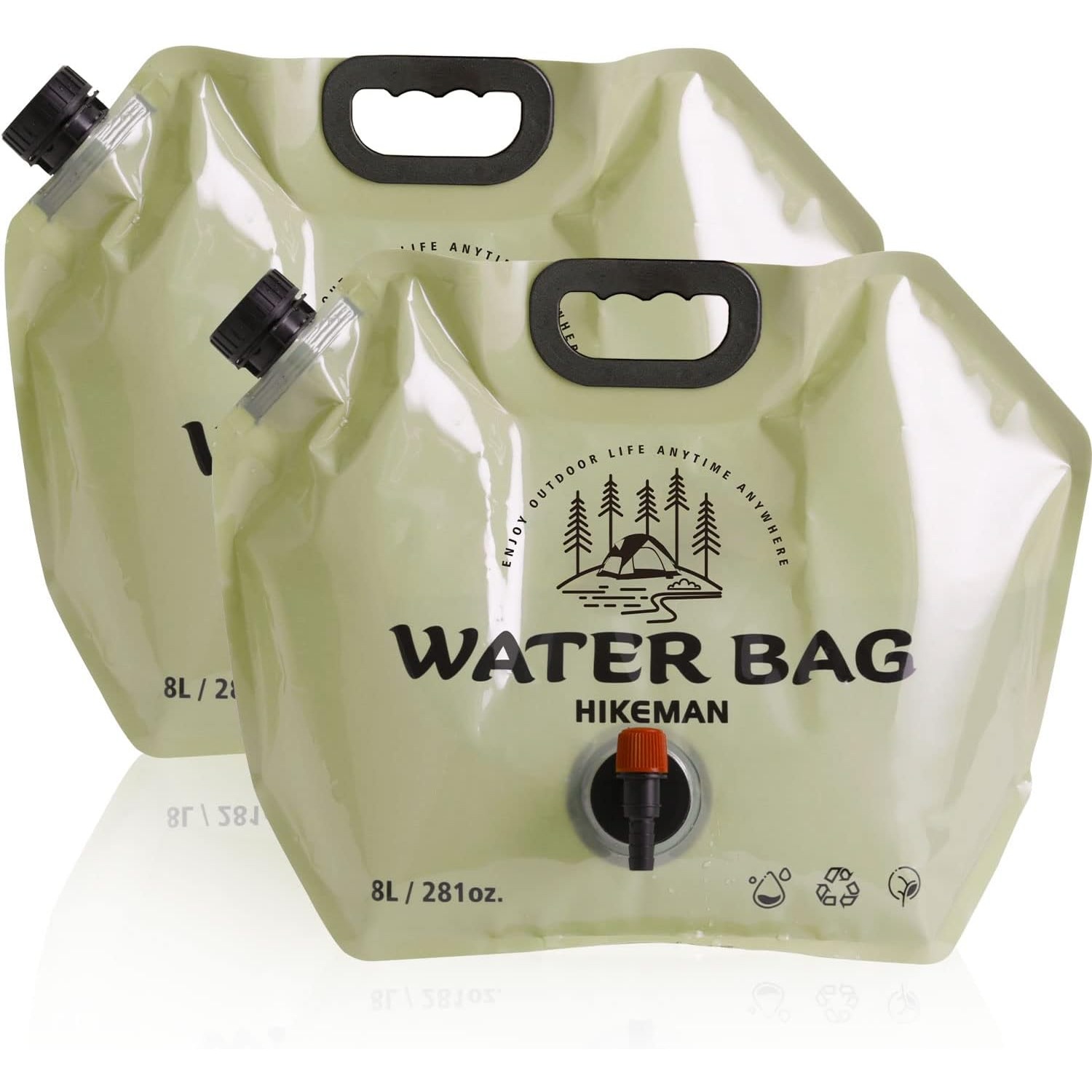 TEMU 2pcs 2.11gal Foldable Camping Water Storage Bag With Tap, Portable Drinking Water Container, Suitable For Outdoor Camping, Picnics, Barbecues,