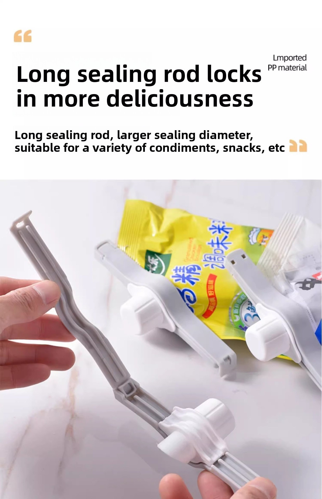 2pcs preservation sealing clips non contact tea outlet plastic snack clips grade sealing tool for snacks milk powder   and seasonings Product details 9