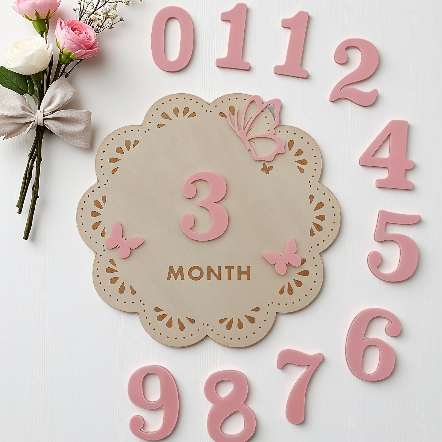 TEMU 1pc Wooden Monthly Plaque, -themed Keepsake, Suitable Photo Props And Decoration In Bedroom Or Living Room