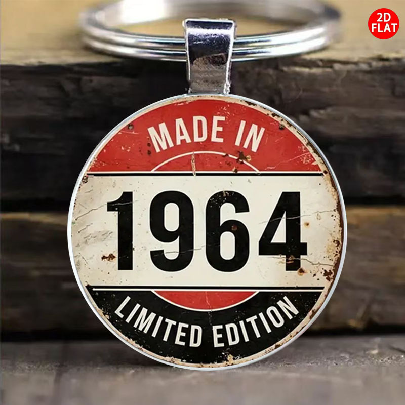 item picture 2d flat retro 1964   edition keychain heavy duty iron   alloy   design with  