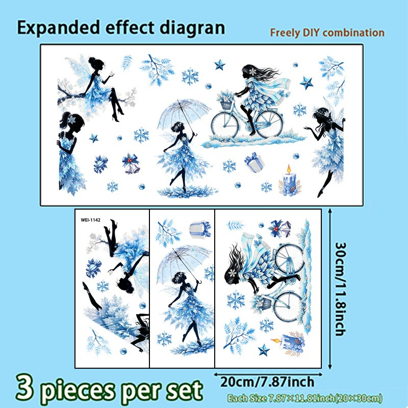 TEMU 3pcs, Window Glass Stickers, Ice Snowflake Design, Wall And Window Decoration, Home Decor, Party Supplies, Unique And , Ideal Christmas Gift